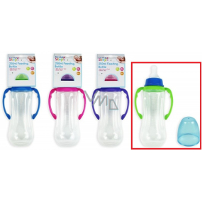First Steps Feeding Bottle 0+ dojčenská fľaša číra s úchopmi zelenej farby 250 ml