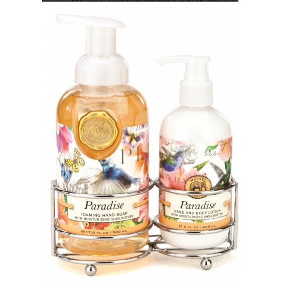 Michel Design Works Paradise peniace tekuté mydlo na ruky 530 ml + mlieko na ruky a telo, 236 ml kozmetická sada starostlivosti o ruky