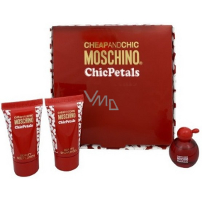 Moschino Cheap And Chic Chic Petals toaletná voda 4,9 ml + telové mlieko 25 ml + sprchový gél 25 ml, darčeková sada