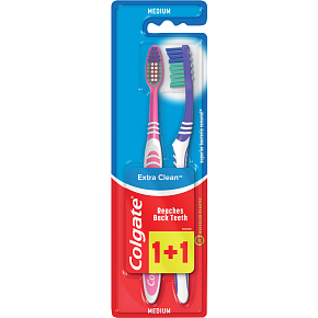Colgate zubné kefky Extra Clean, stredná tvrdosť, balenie 1+1
