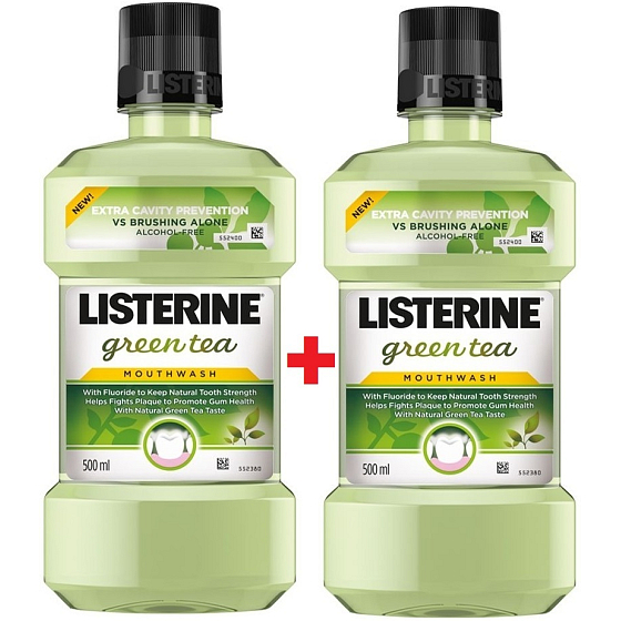 Listerine Green Tea ústna voda pre posilnenie zubnej skloviny 2 x 500 ml, duopack
