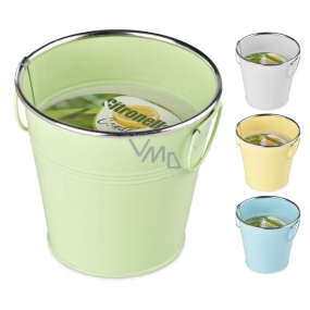 Nová záhradná repelentná sviečka Citronella v plechovom vedierku 140 x 138 mm, mix farieb