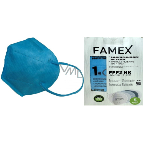 Famex Respirátor ústnej ochranný 5-vrstvový FFP2 tvárová maska modrá 10 kusov