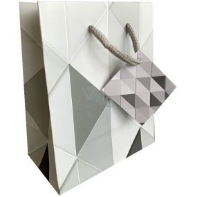 Nekupto Darčeková papierová taška 14 x 11 x 6,5 cm Šedé trojuholníky 2002 02 KFS