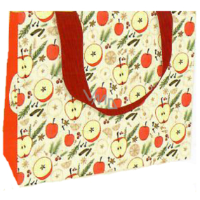 Nekupto Darčeková papierová taška s reliéfom 23 x 18 cm Vianočné jablká