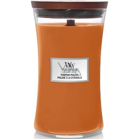 WoodWick Pumpkin Praline - Sviečka s vôňou tekvicovej pochúťky s dreveným knôtom a skleneným viečkom veľká 609 g