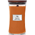 WoodWick Pumpkin Praline - Sviečka s vôňou tekvicovej pochúťky s dreveným knôtom a skleneným viečkom veľká 609 g