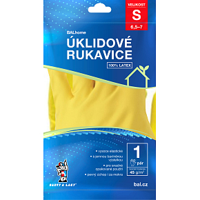 BALhome latexové úklidové rukavice, žlté, veľkosť S