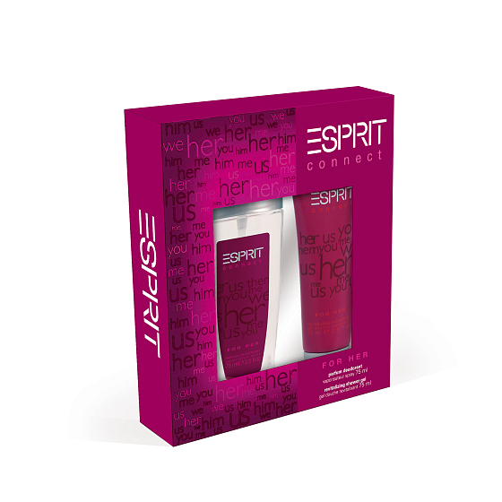 Esprit Connect for Her parfumovaný deodorant sklo 75 ml + sprchový gél 75 ml, darčeková sada
