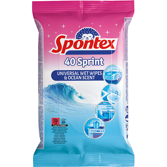 Spontex Sprint Fresh Ocean vlhčené univerzálne utierky 40 kusov