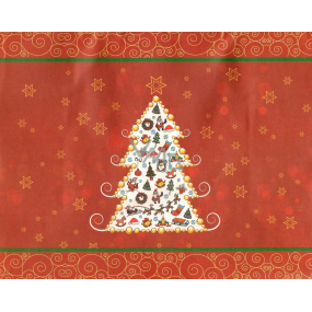 Nekupto Darčeková Kraftová taška 23 x 18 x 10 cm červená Vianočný stromček