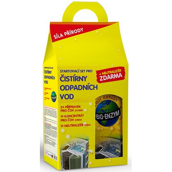 Bio-Enzým Štartovací Set pre Čistiarne odpadových vôd 2 x prípravok pre ČOV 2 x 100 g + 1 x koncentrát pre ČOV 200 ml + 1 x neutralizér zápachu 100 ml