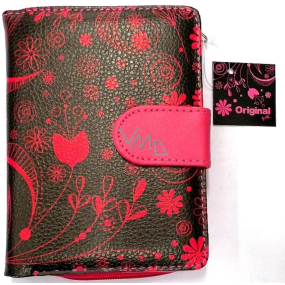 Albi Original Dizajnová peňaženka z koženky Ružové kvety 10 x 13 cm