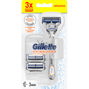 Gillette SkinGuard Sensitive holiaci strojček + náhradné hlavice 3 kusy pre mužov