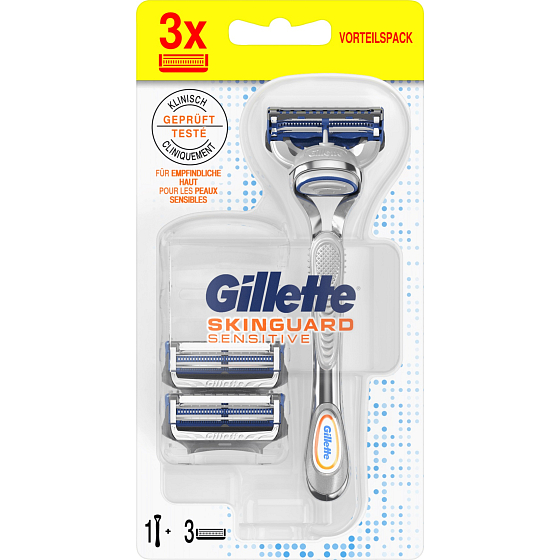 Gillette SkinGuard Sensitive holiaci strojček + náhradné hlavice 3 kusy pre mužov