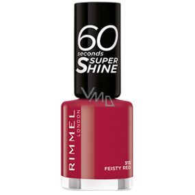 Rimmel London 60 Seconds Super Shine lak na nechty 313 Feisty Red 8 ml