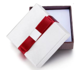 Darčeková krabička s hubkou na šperky s mašľou bielo-červená 6 x 6 x 2,4 cm 1 kus