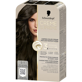 Schwarzkopf Creme Supreme farba na vlasy 5-1 chladná svetlá hnedá 60 ml