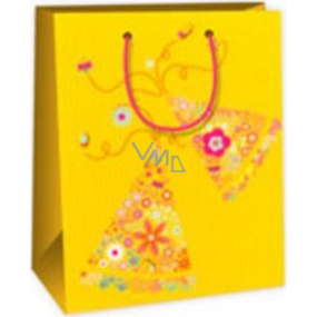 Ditipo Darčeková papierová taška 18 x 10 x 22,7 cm žltá - kytičky C