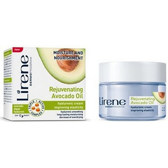 Lirene Rejuvenating Avocado Oil Hydratácia a výživa avokádový olej deň/noc hyalurónový krém 50 ml