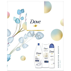 Dove Nourishing Deeply vyživujúce sprchový gél 250 ml + telové mlieko 250 ml + antiperspirant sprej 150 ml, kozmetická sada