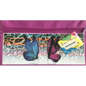 Donau Gimboo školské puzdro na zips fialové s motýlikmi 22 x 12 cm
