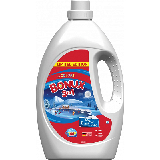 Bonux Color Winter Freshness 3v1 tekutý prací gél na farebné oblečenie 66 dávok 3,63 l