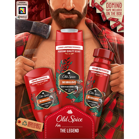 Old Spice Bearglove sprchový gél 250 ml + deodorant stick 50 ml + deodorant sprej 150 ml, kozmetická sada pre mužov
