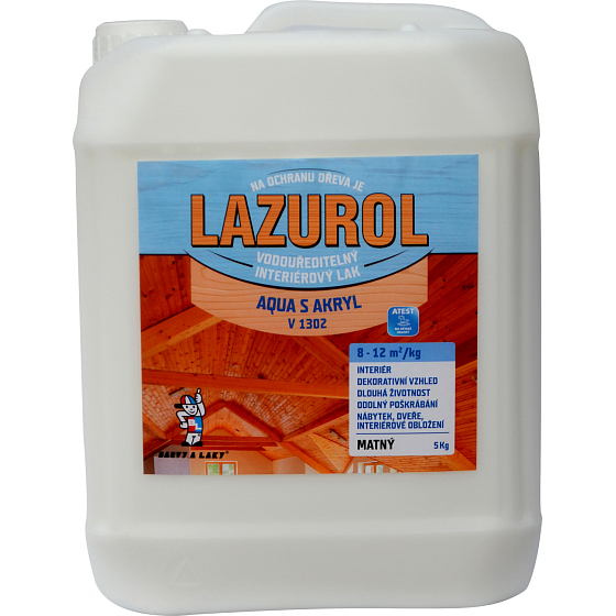 Lazurol Aqua S Akryl V1302 mat lak na drevo 5 kg