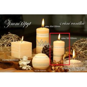 Lima Zimná trblietanie Vanilka vonná sviečka valec 50 x 100 mm 1 kus