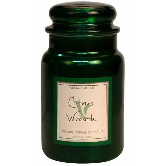 Village Candle Citrusový veniec - Citrus Wreath vonná sviečka v skle 2 knôty 602 g