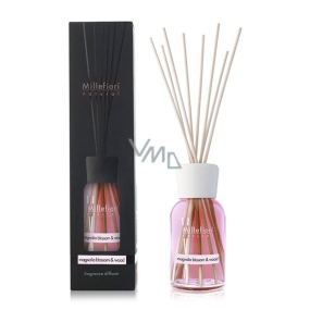 Millefiori Milano Natural Magnolia Blossom & Wood - Kvety magnólie a Drevo Difuzér 100 ml + 7 stebiel v dĺžke 25 cm do menších priestorov vydrží 5-6 týždňov