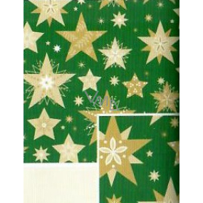 Nekupto Darčekový baliaci papier 70 x 500 cm Vianočný zelený zlaté hviezdy