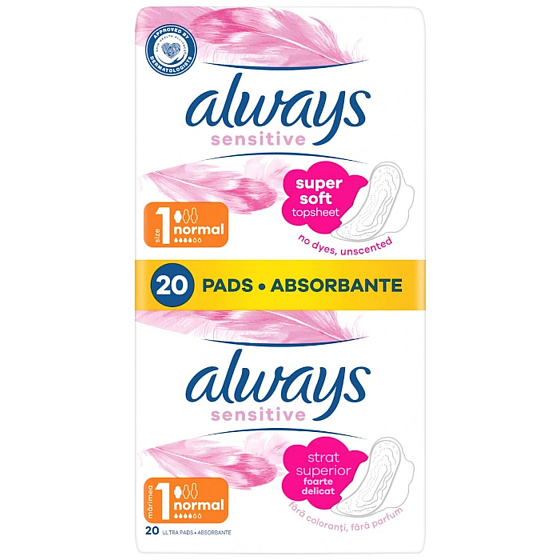 Always Ultra Sensitive Normal Plus intímne vložky 2 x 10 kusov