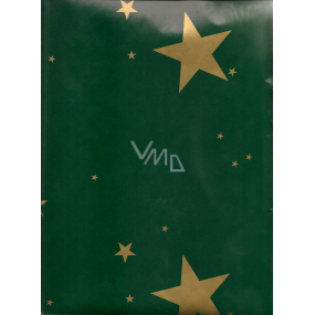 Darčekový baliaci papier 70 x 100 cm Zlaté hviezdy zelený 1 rolka