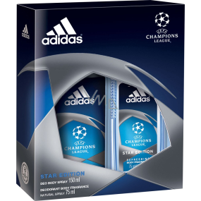 Adidas Champions League Star Edition parfumovaný deodorant sklo 75 ml + dezodorant sprej 150 ml, pre mužov kozmetická sada