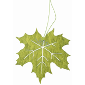 List drevený zelený na zavesenie 10 cm