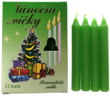 Romantické svetlo Vianočné sviečky krabička, horenie 90 minút minút, zelené 12 kusov