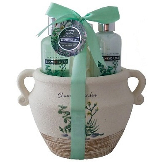 Salsa Collection Marakuja a Grep sprchový gél 90 ml + telové mlieko 90 ml + ruže do kúpeľa 3 x 3 g, kozmetická sada v keramickom kvetináči