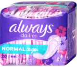 Always Dailies Singles To Go Normal Fresh Scent slipové intímne vložky 20 kusov