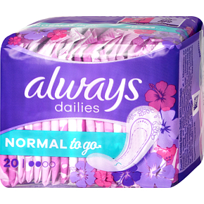 Always Dailies Singles To Go Normal Fresh Scent slipové intimné vložky 20 kusov