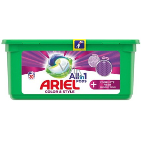 Ariel All in 1 Pods Color & Style Complete Fiber Protection gélové kapsule na pranie farebnej bielizne 30 kusov 756 g