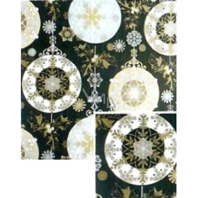 Nekupto Darčekový baliaci papier vianočné 70 x 200 cm Čierny strieborné, zlaté gule