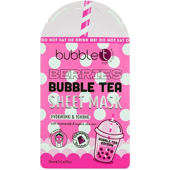 Bubble´t Berries Bubble Tea textilná maska pre všetky typy pleti 20 ml