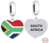 Prívesok striebro 925 Južná Afrika vlajka - srdce prívesok náramok Cestovanie