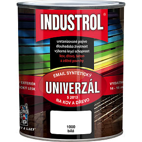 Industrol S2013 univerzál lesk vrchná farba na kov a drevo, 1000 biela, 600 ml