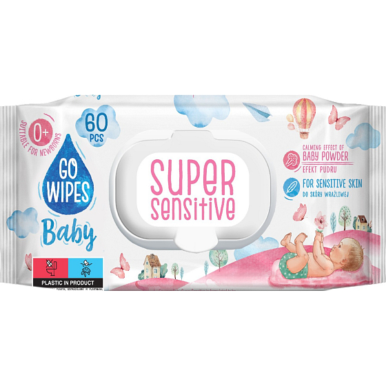 Go Wipes Baby Super Sensitive detské vlhčené obrúsky, 60 ks