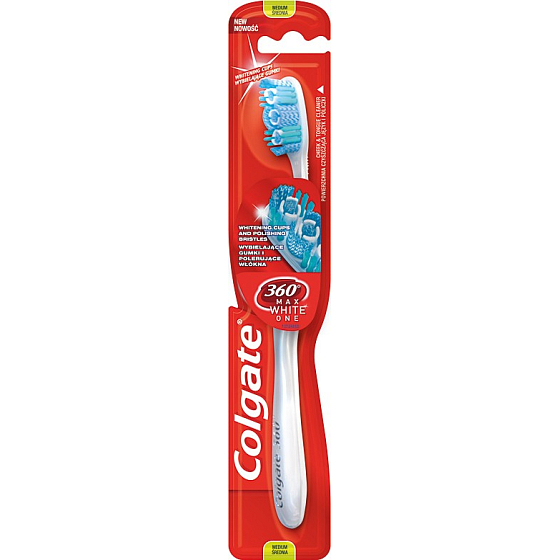 Colgate 360 ° Max White One Medium strednej zubná kefka 1 kus