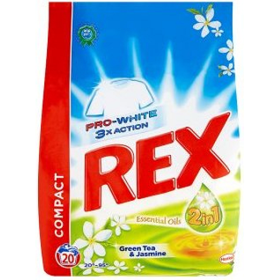 Rex 3x Action Green Tea & Jasmine Pro-White prášok na pranie 20 dávok 1,5 kg