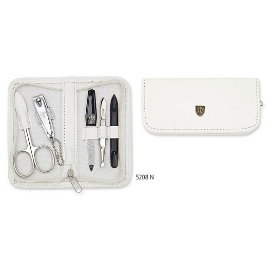 Kellermann 3 Swords Luxusná manikúra 6 dielna Articial Leather z vysoko kvalitnej umelej kože White 5208 PN